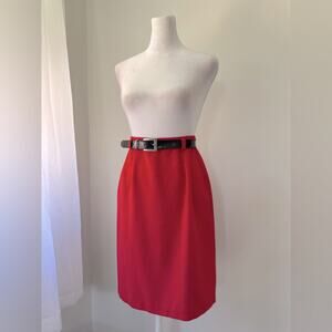 Vintage ‘90s Metro New York Red Belted Knee Length Pencil Skirt